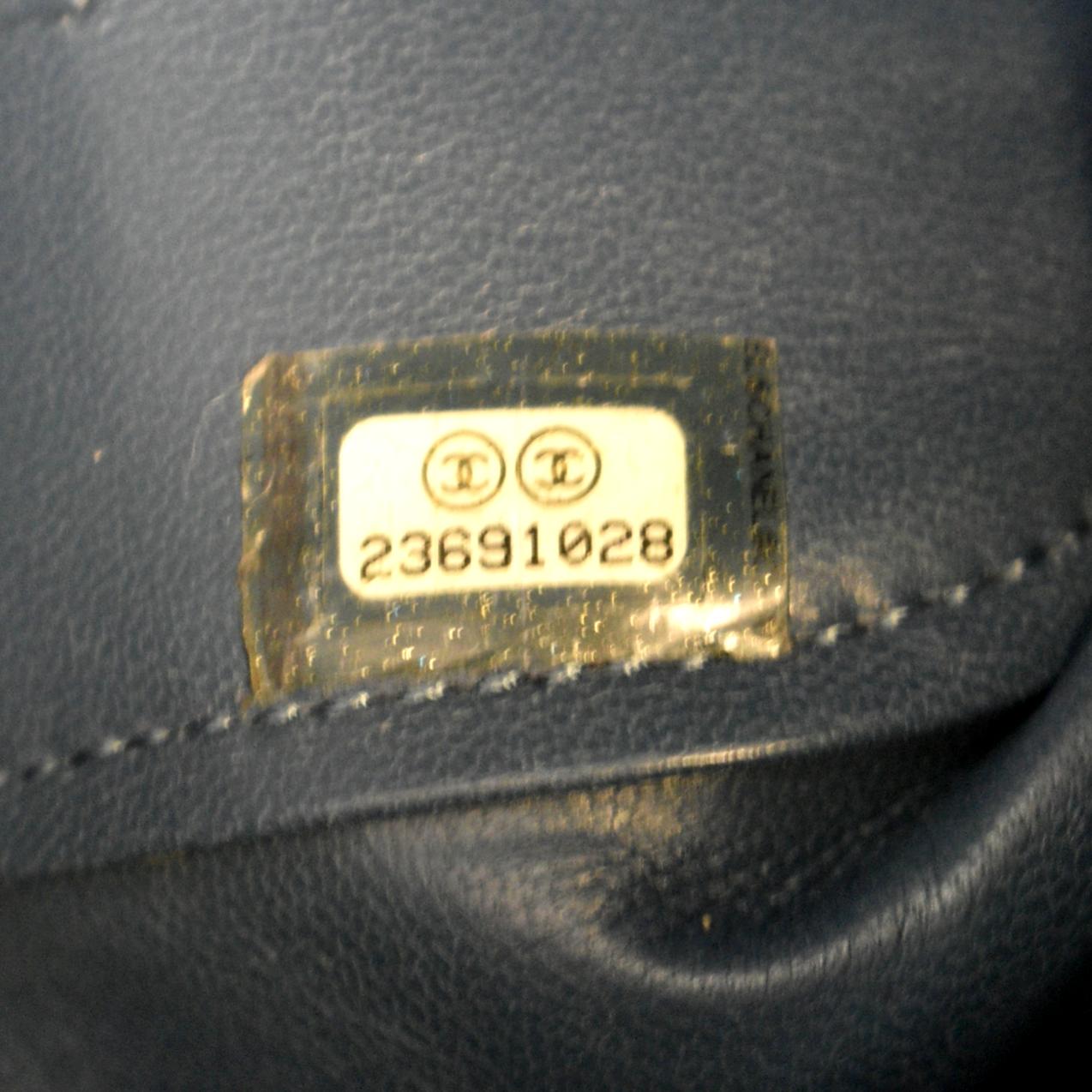 CHANEL Small Straight Lined Shopping Quilted Leather Tote Bag Blue