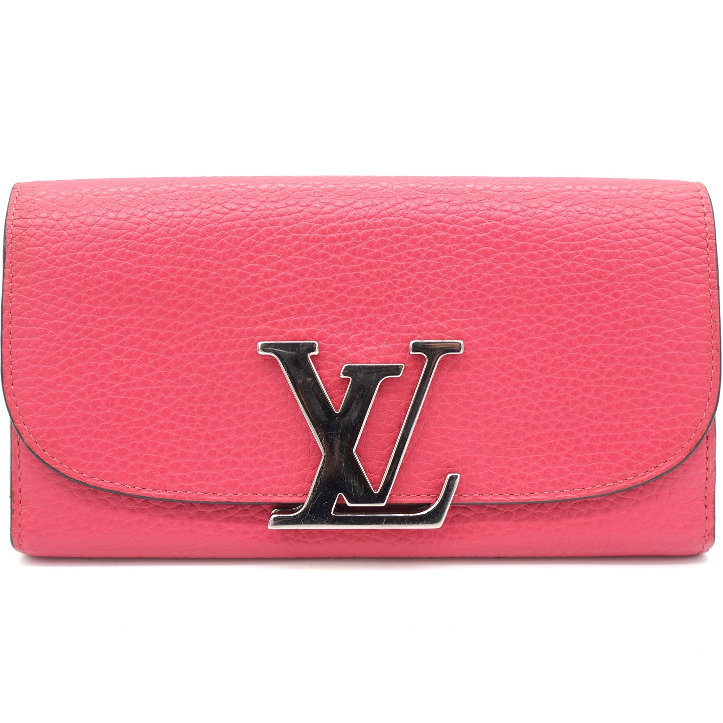 Taurillon Leather Vivienne LV Long Wallet Pink