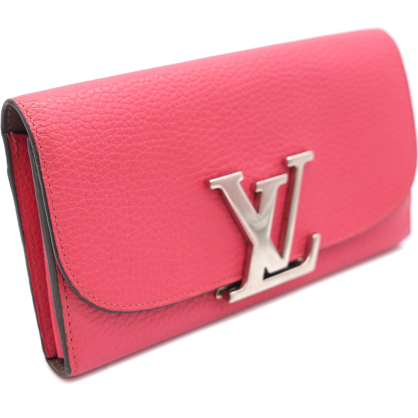 Taurillon Leather Vivienne LV Long Wallet Pink