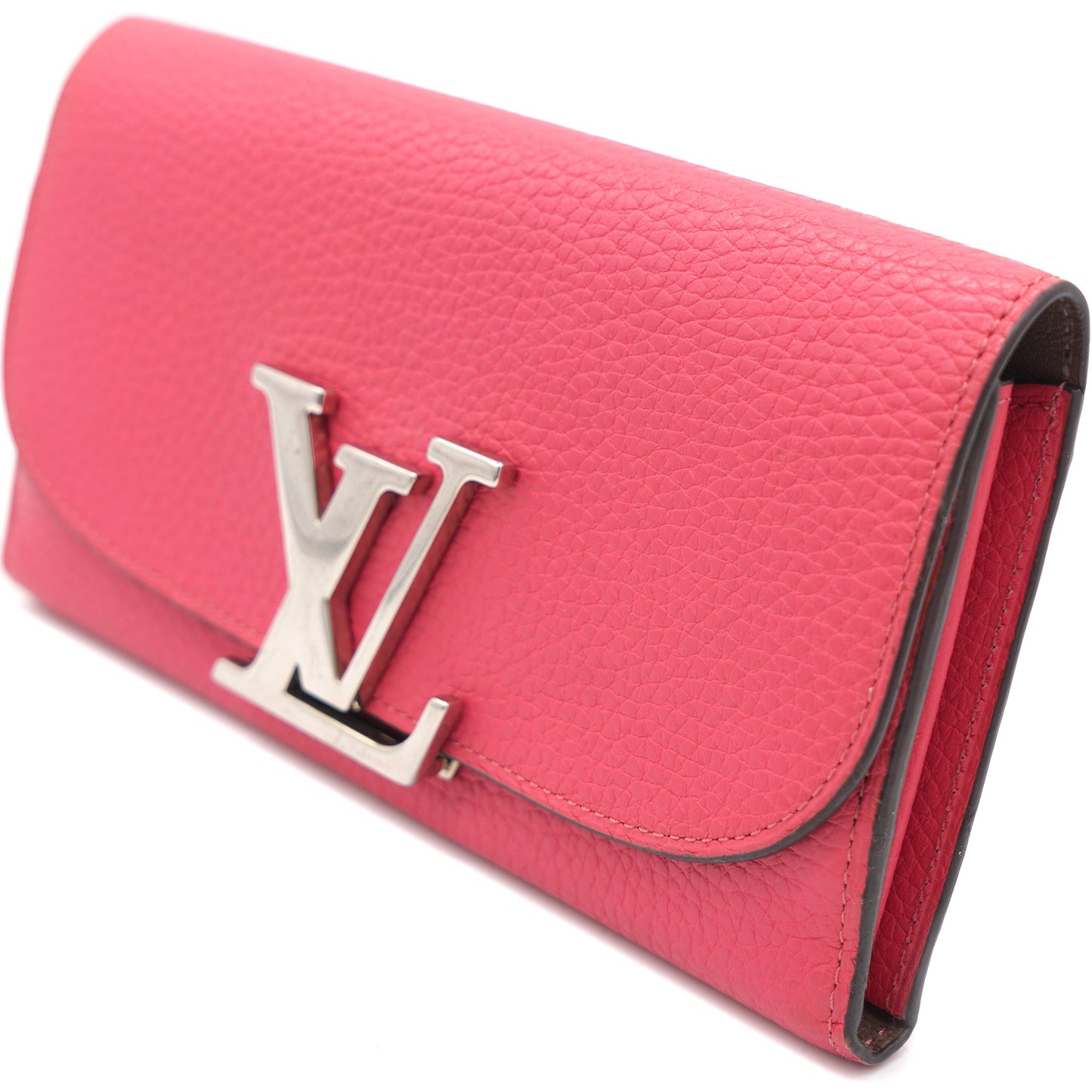 Taurillon Leather Vivienne LV Long Wallet Pink