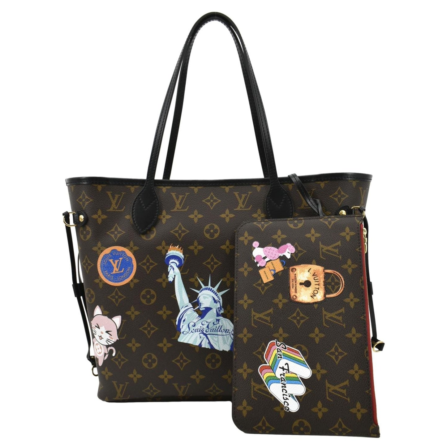 LOUIS VUITTON Neverfull Patches MM Monogram Canvas Tote Bag Brown