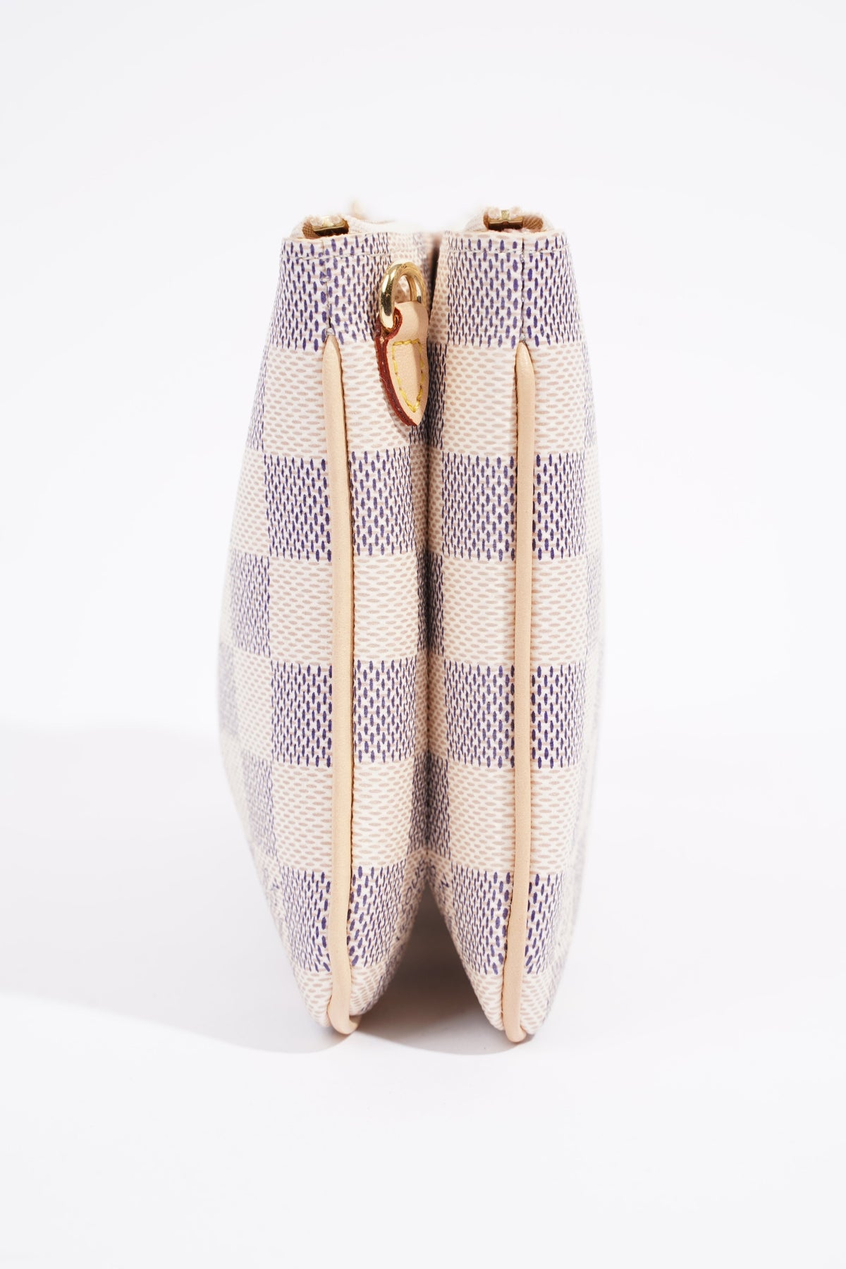 Louis Vuitton Womens Double Zip Pochette Damier Azur Canvas