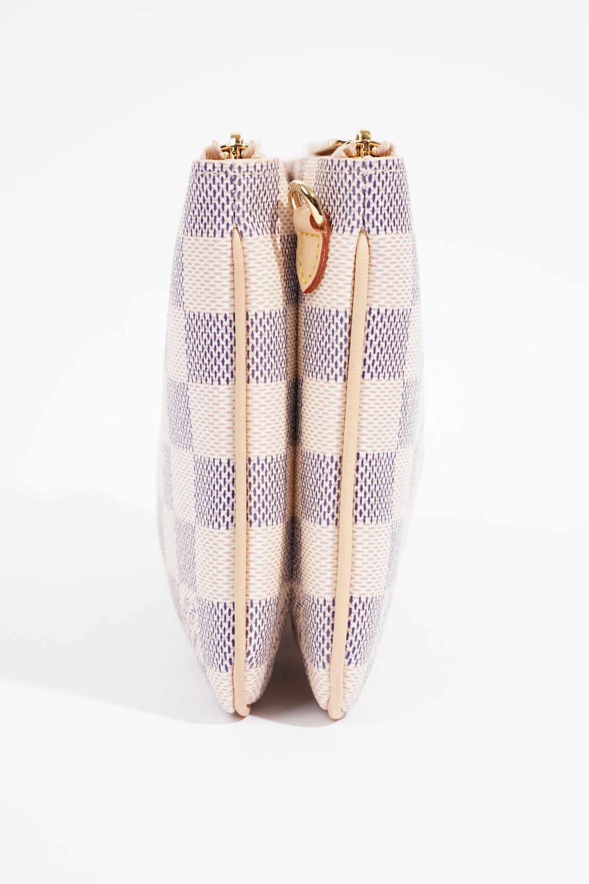 Louis Vuitton Womens Double Zip Pochette Damier Azur Canvas