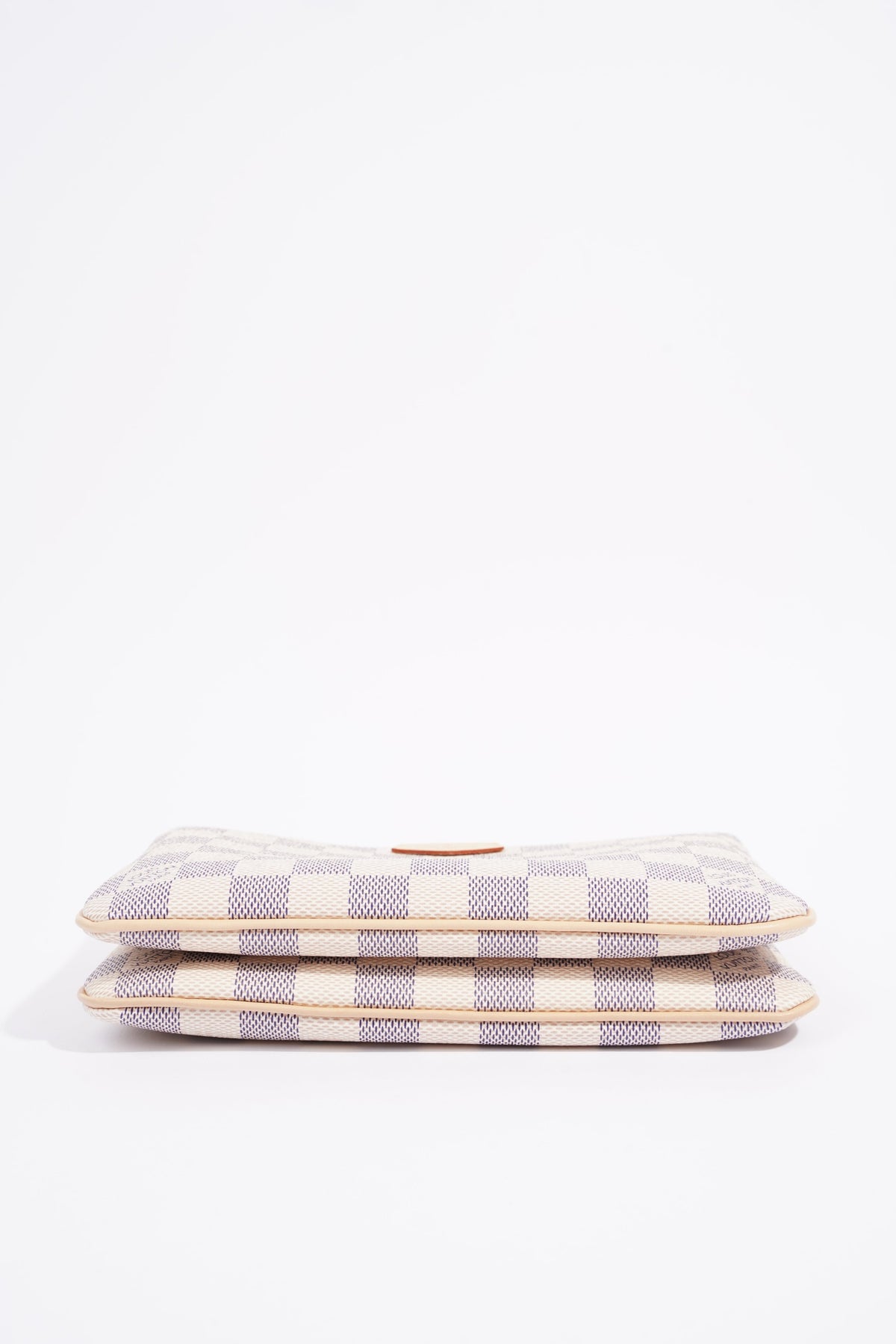 Louis Vuitton Womens Double Zip Pochette Damier Azur Canvas