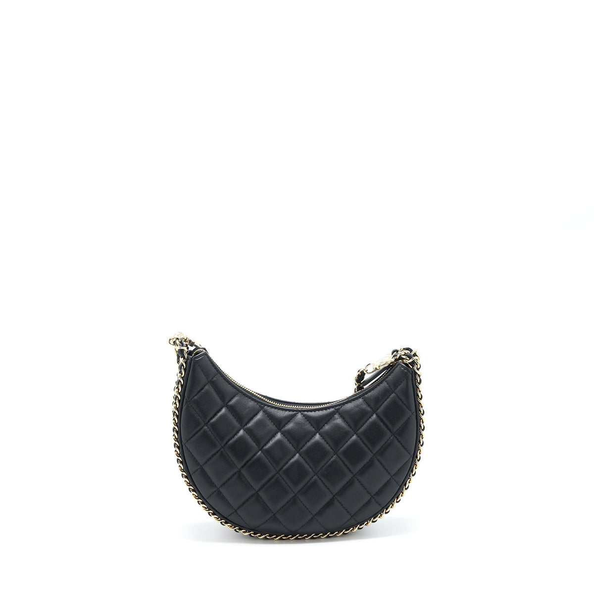 Chanel Small Moon Hobo Bag Lambskin Black LGHW (Microchip)