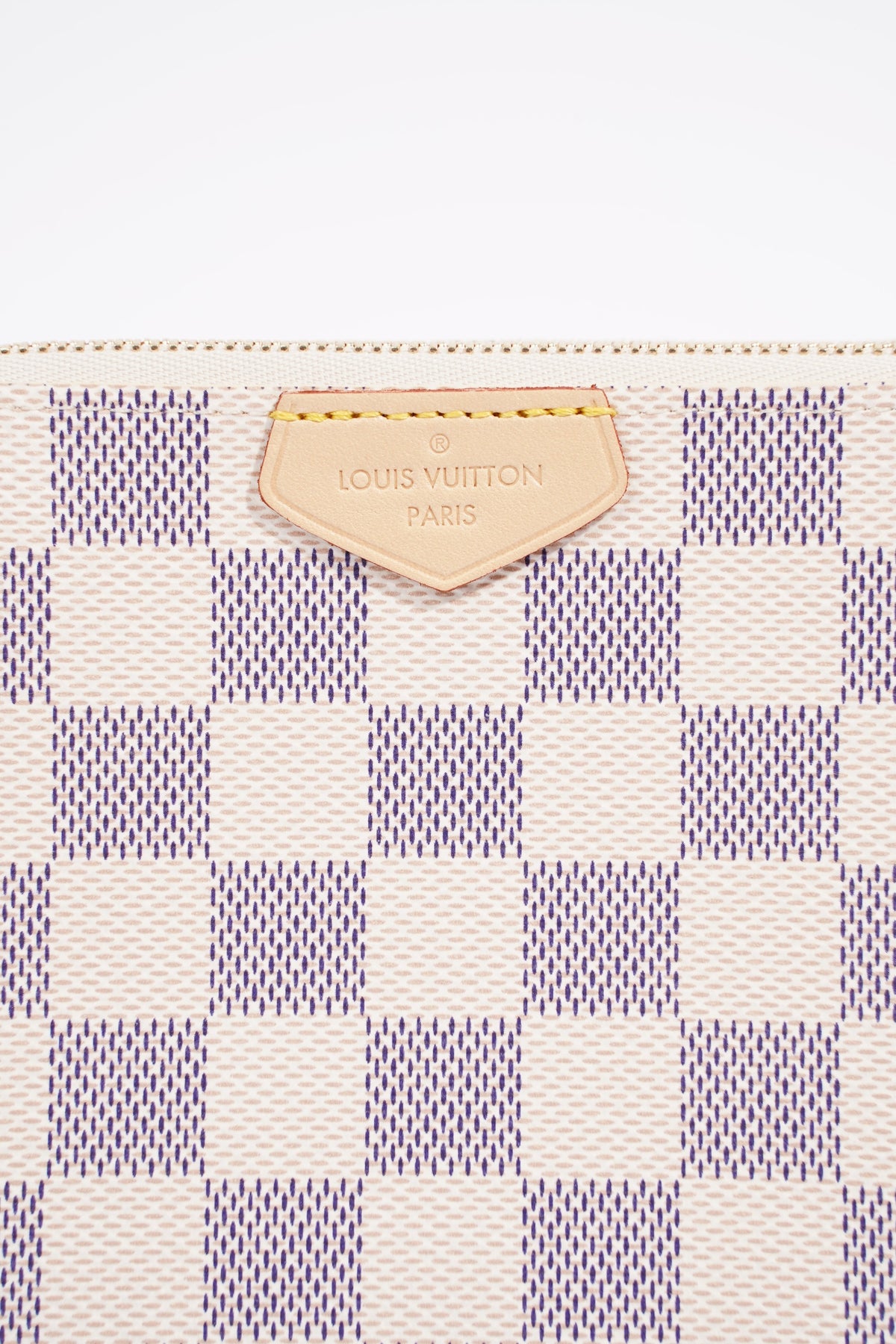 Louis Vuitton Womens Double Zip Pochette Damier Azur Canvas