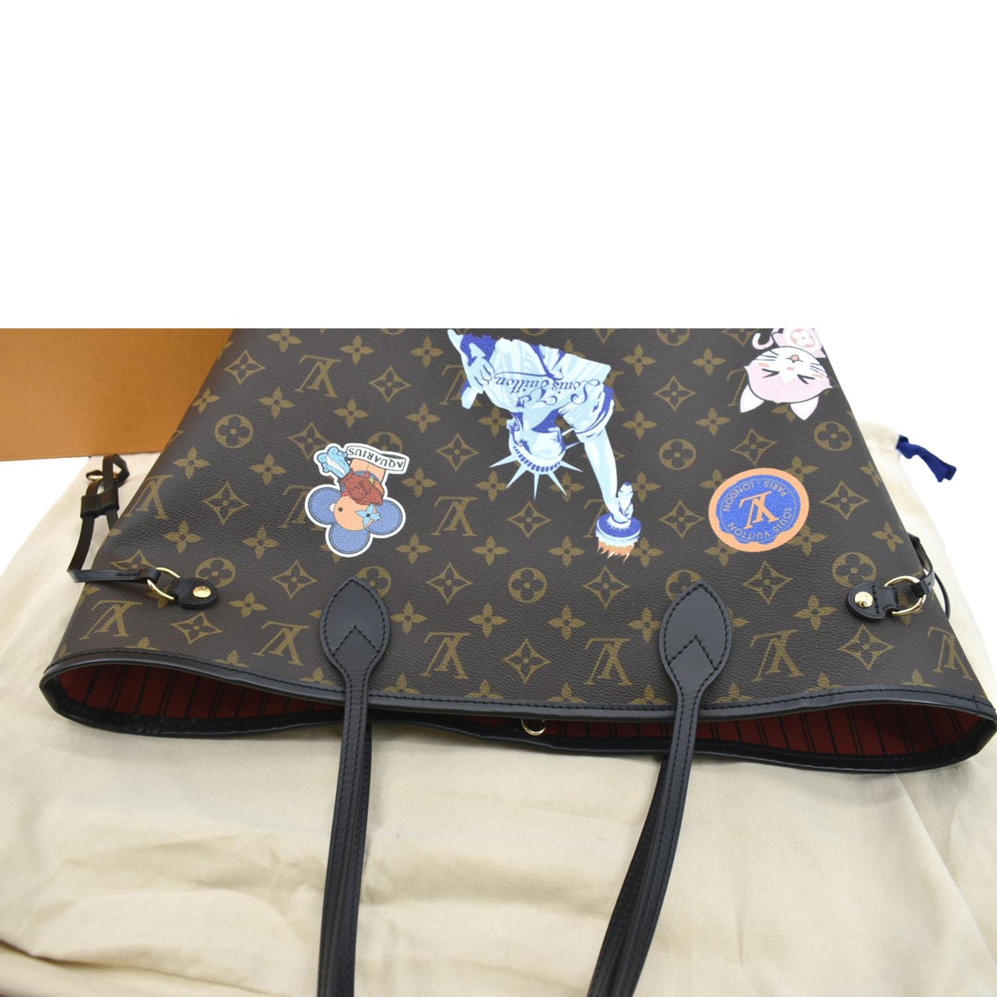 LOUIS VUITTON Neverfull Patches MM Monogram Canvas Tote Bag Brown