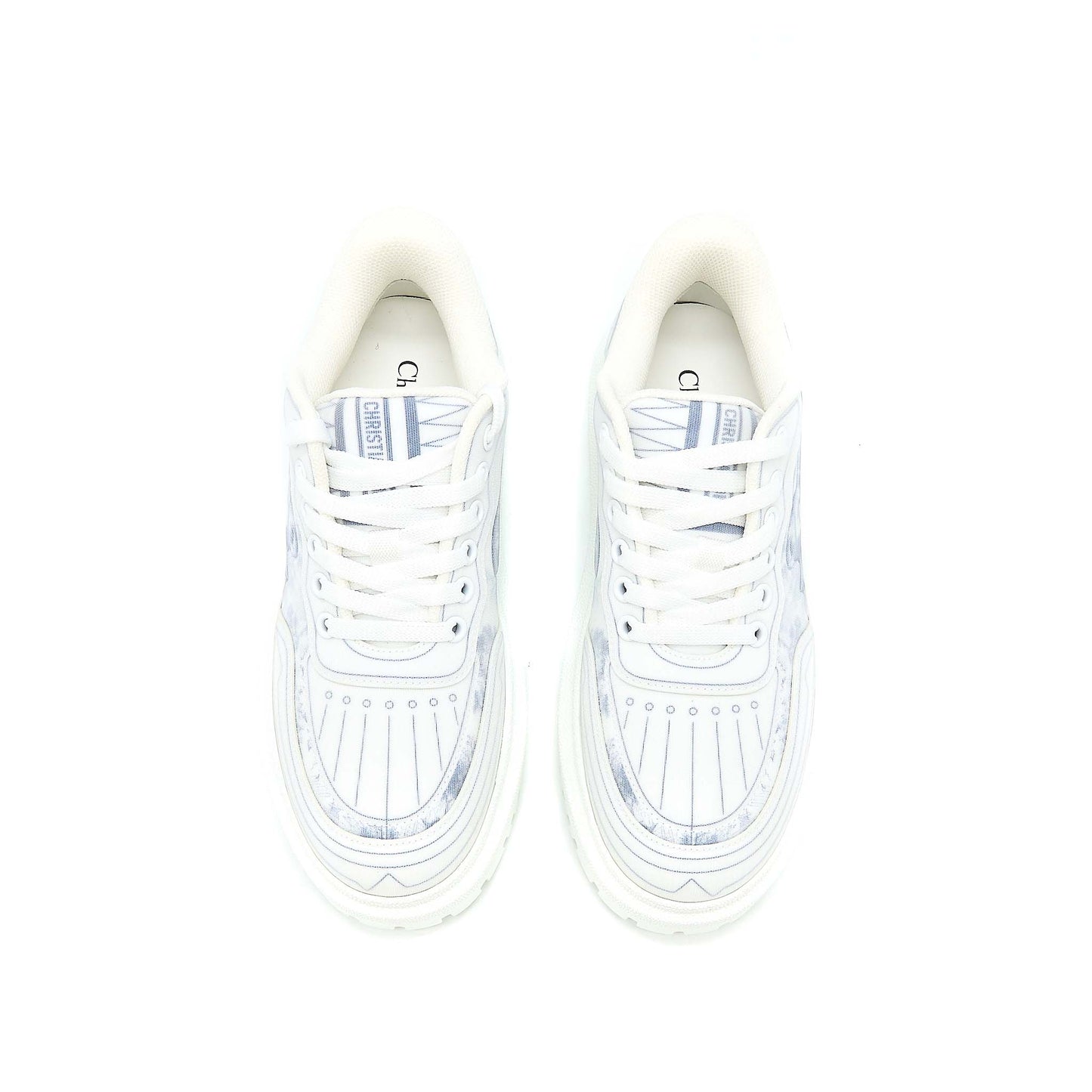 Dior Size 37 Addict Blue Toile De Jouy Technical Fabric Low Top Sneakers