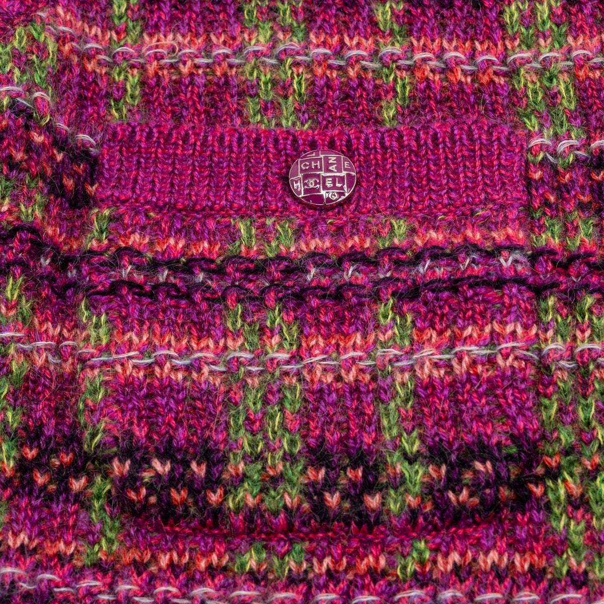 Chanel Size 36 Cropped Striped Cardigan Cashmere /Mohair Pink/Multicolour