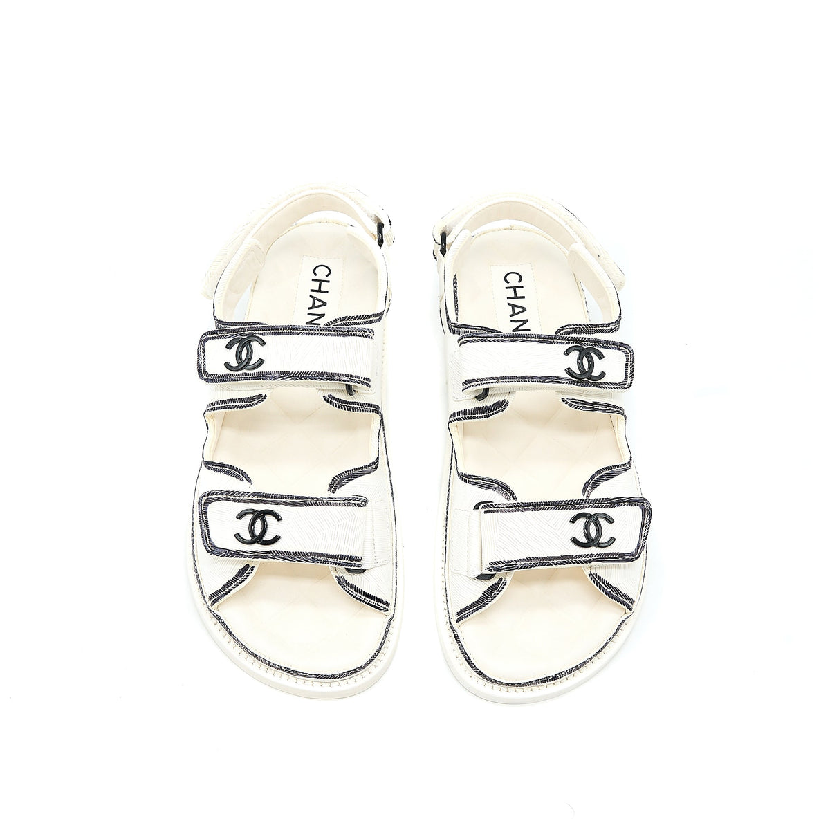 Chanel Size 37 Dad Sandals Black/White