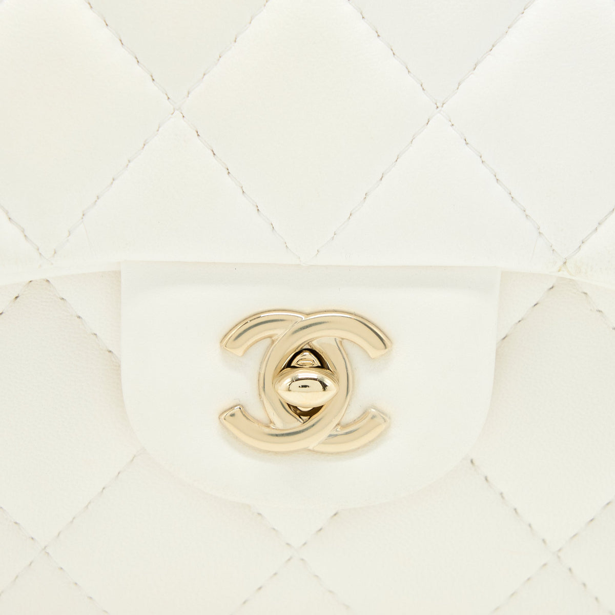 Chanel Small Pearl Logo Chain Bag Lambskin White LGHW