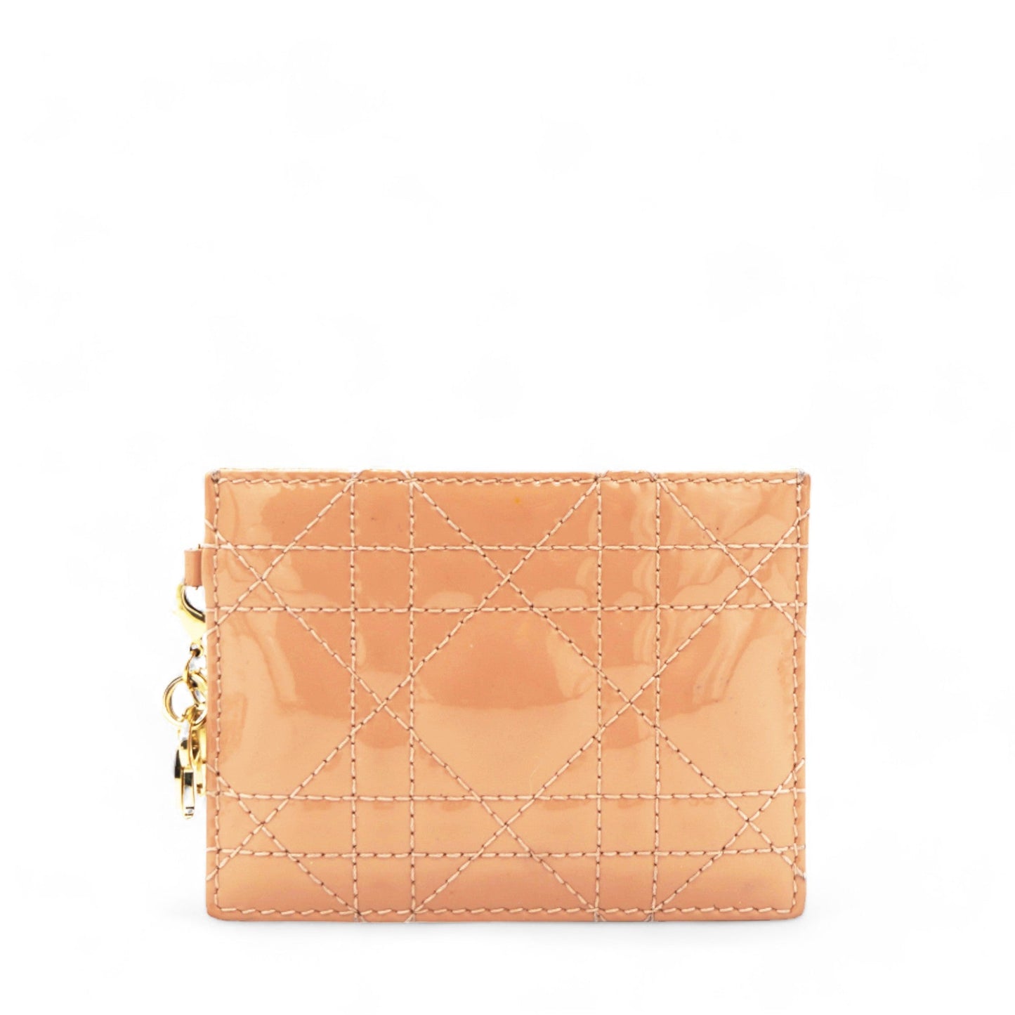 Dior Patent Cannage Mini Lady Dior Wallet Beige