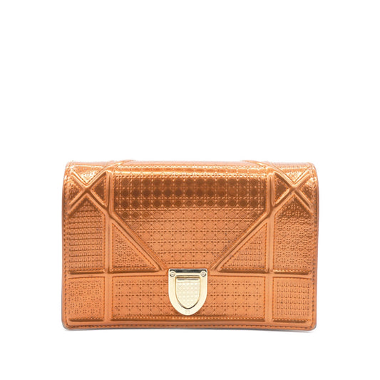 Dior Bronze Leather Diorama Wallet on Chain