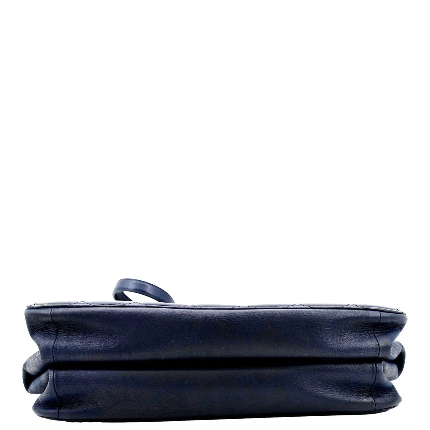 CHANEL Small Straight Lined Shopping Quilted Leather Tote Bag Blue