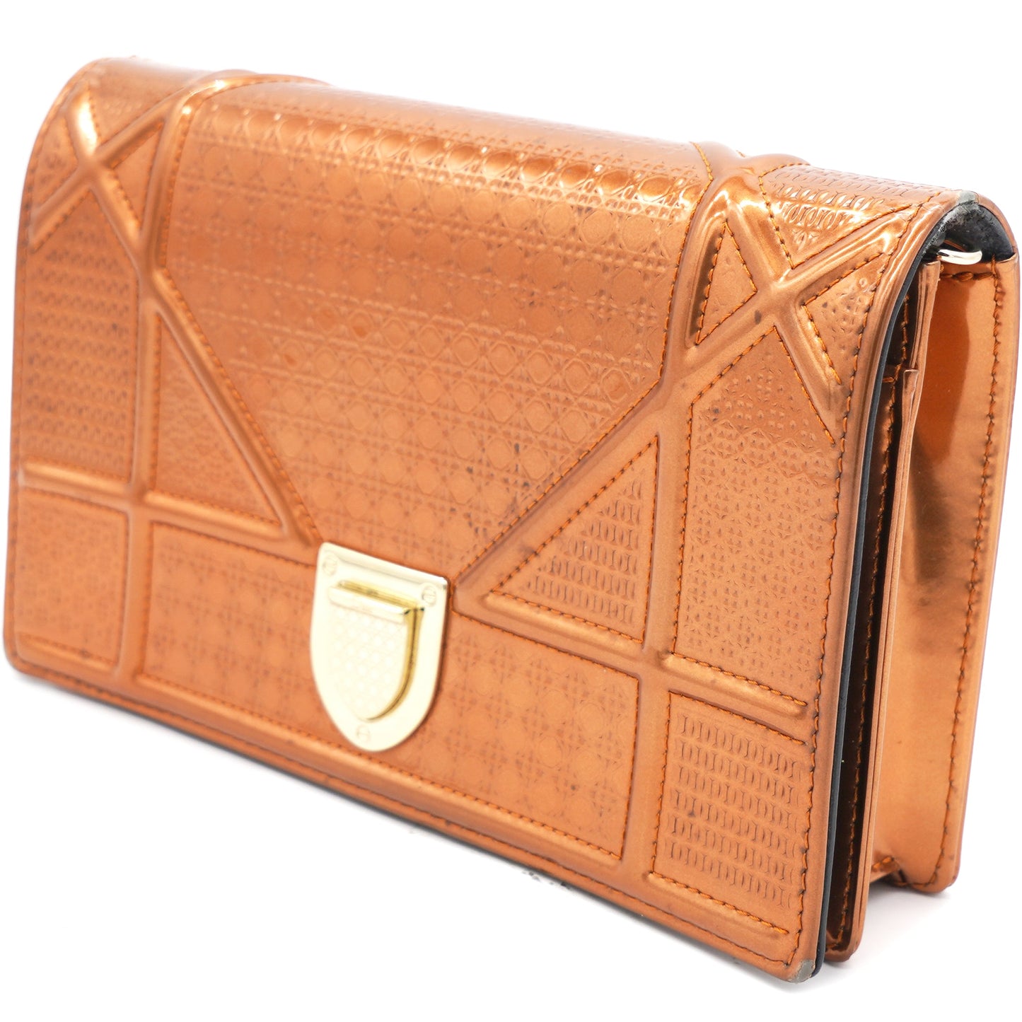 Dior Bronze Leather Diorama Wallet on Chain