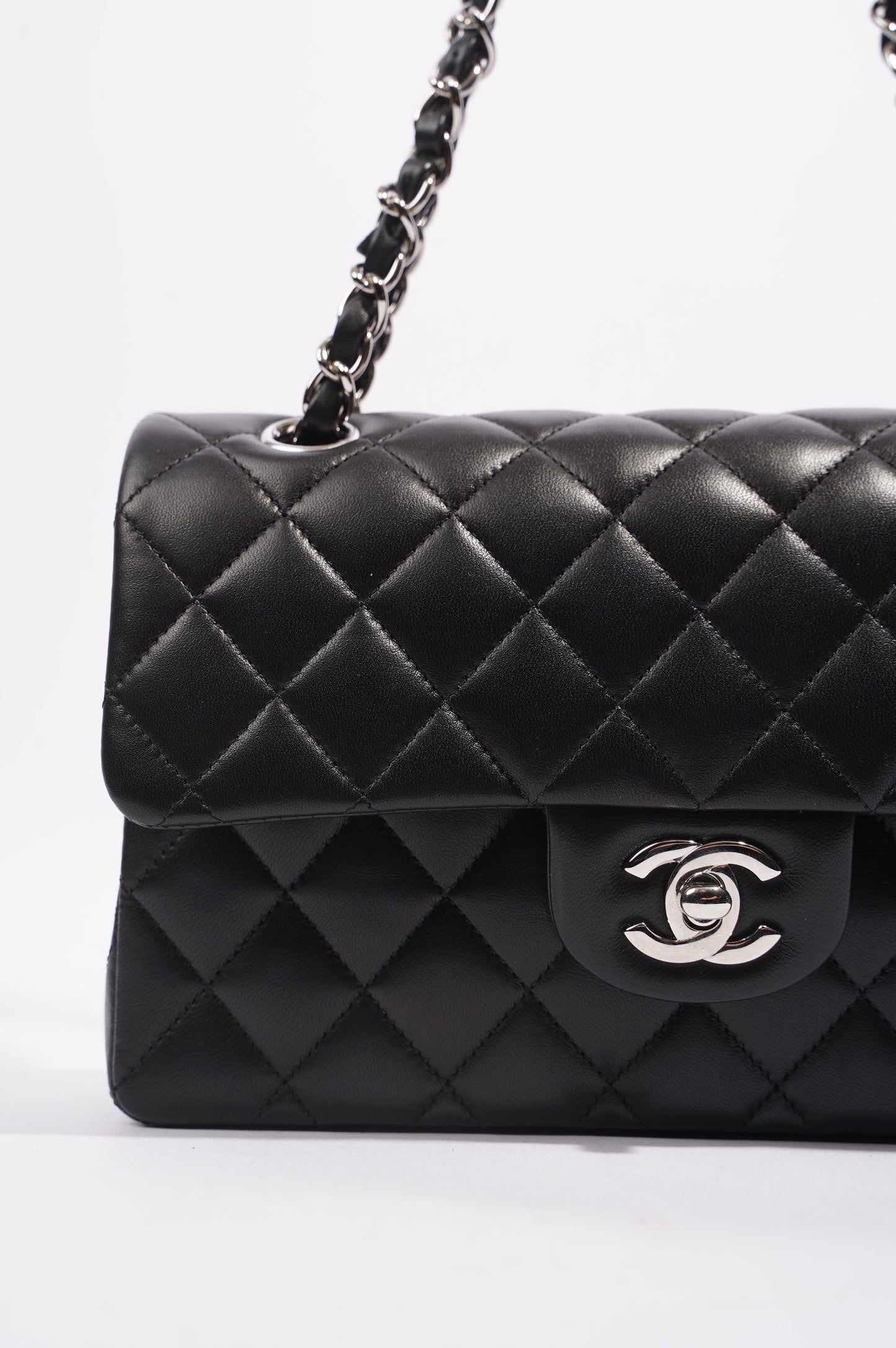 Chanel Lambskin Classic Double Flap Black Leather Small