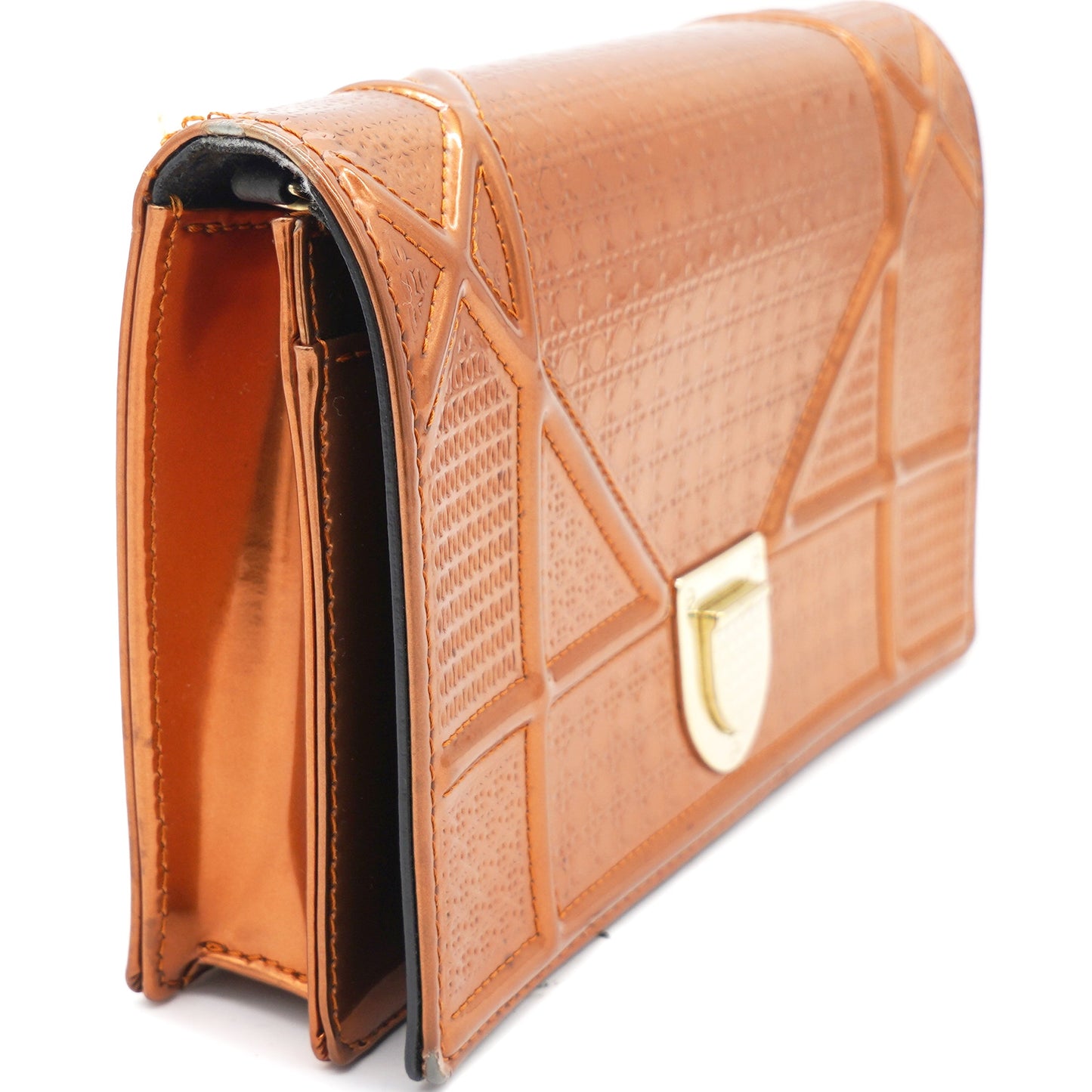 Dior Bronze Leather Diorama Wallet on Chain
