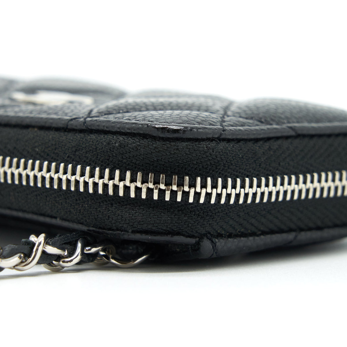 Chanel Mini Zippy Card Holder With Chain Caviar Black SHW