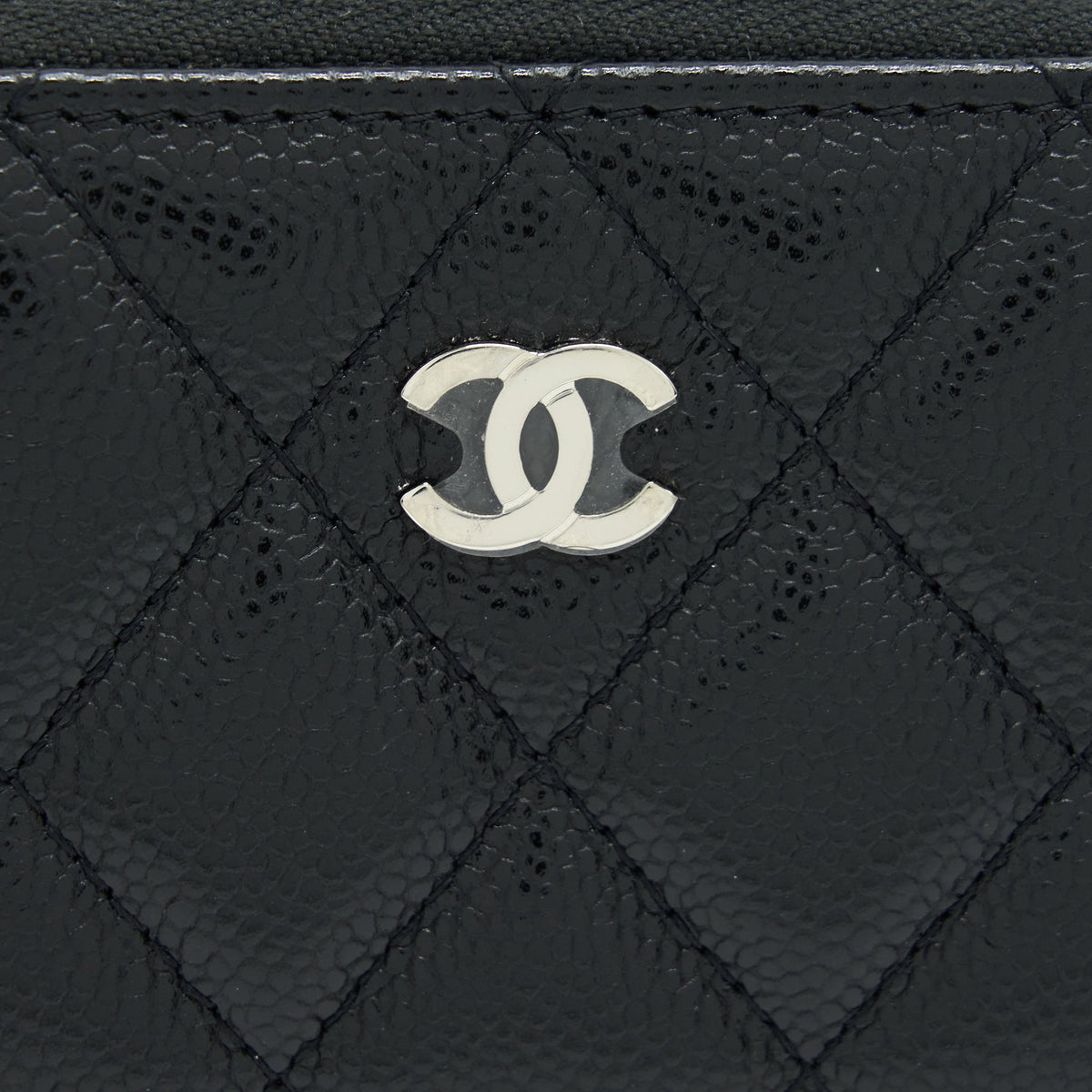 Chanel Mini Zippy Card Holder With Chain Caviar Black SHW