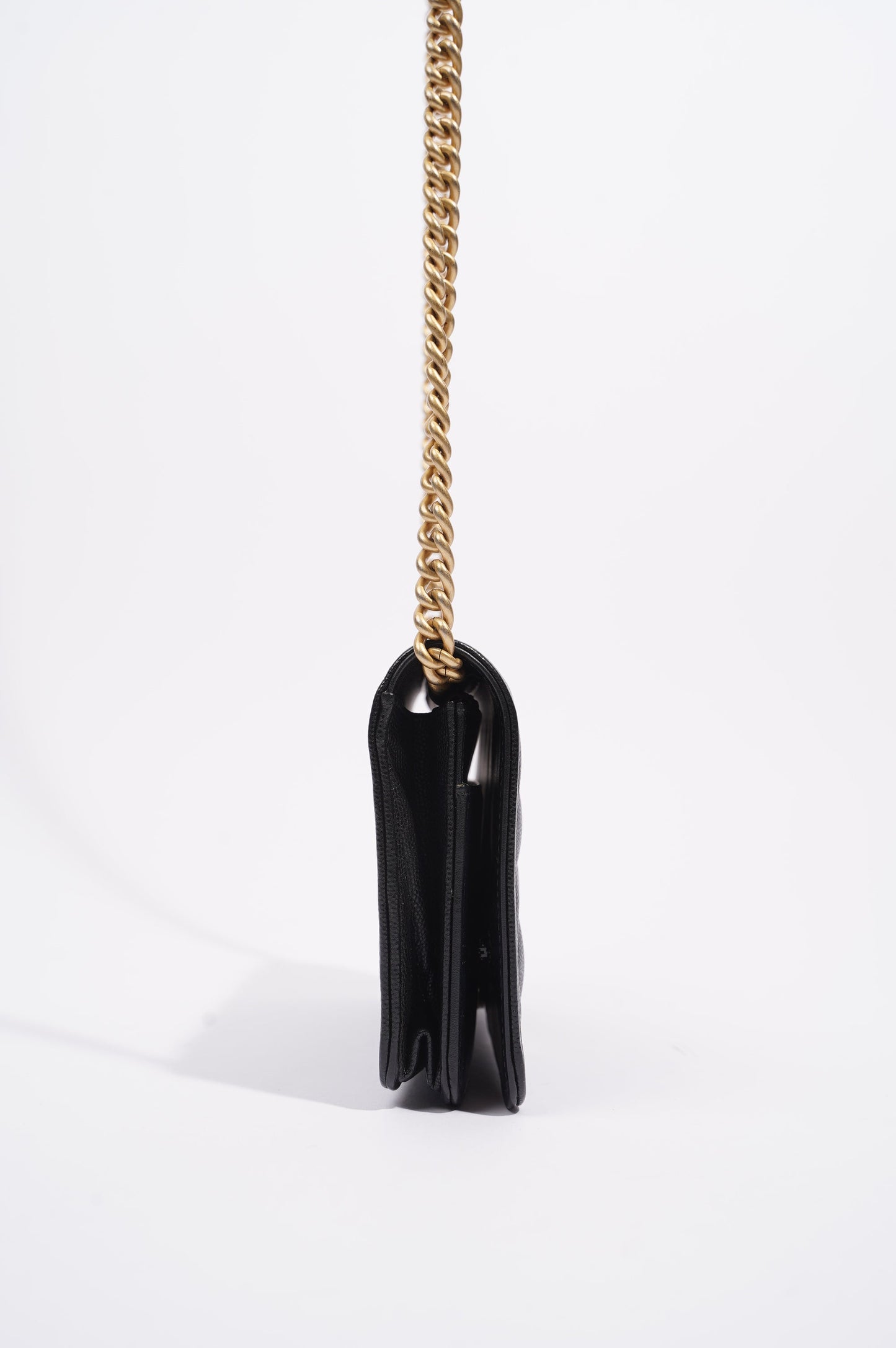 Chanel Womens Boy Wallet On Chain Black Caviar   Gold