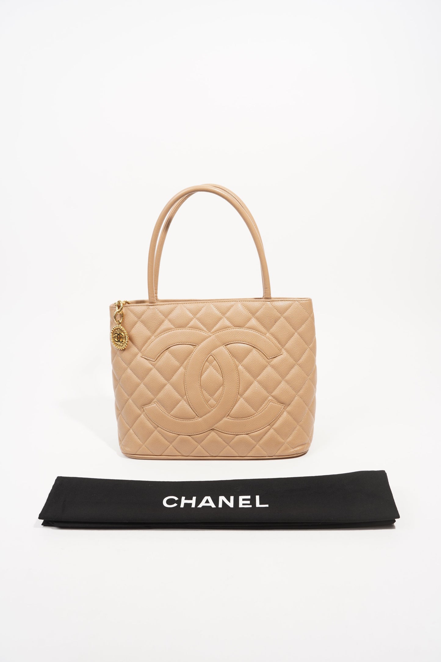 Chanel Womens Medallion Tote Beige