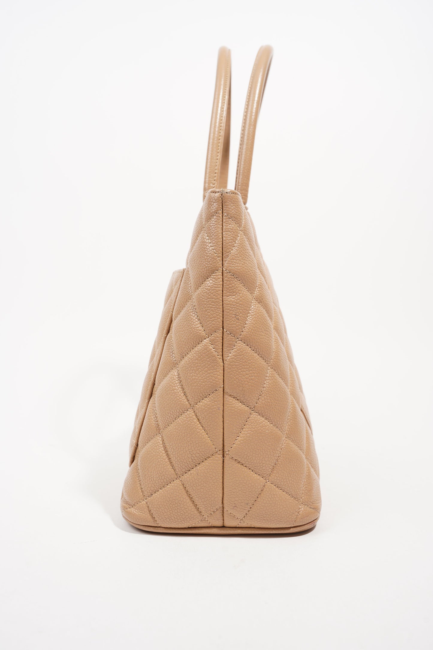 Chanel Womens Medallion Tote Beige