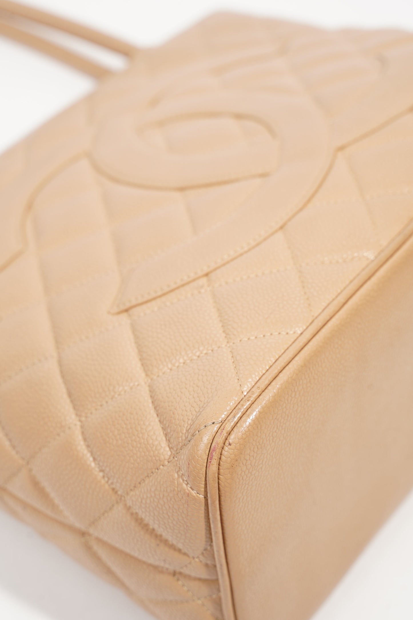 Chanel Womens Medallion Tote Beige