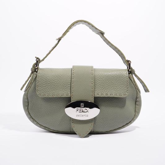 Fendi Womens Selleria Baguette Bag Green