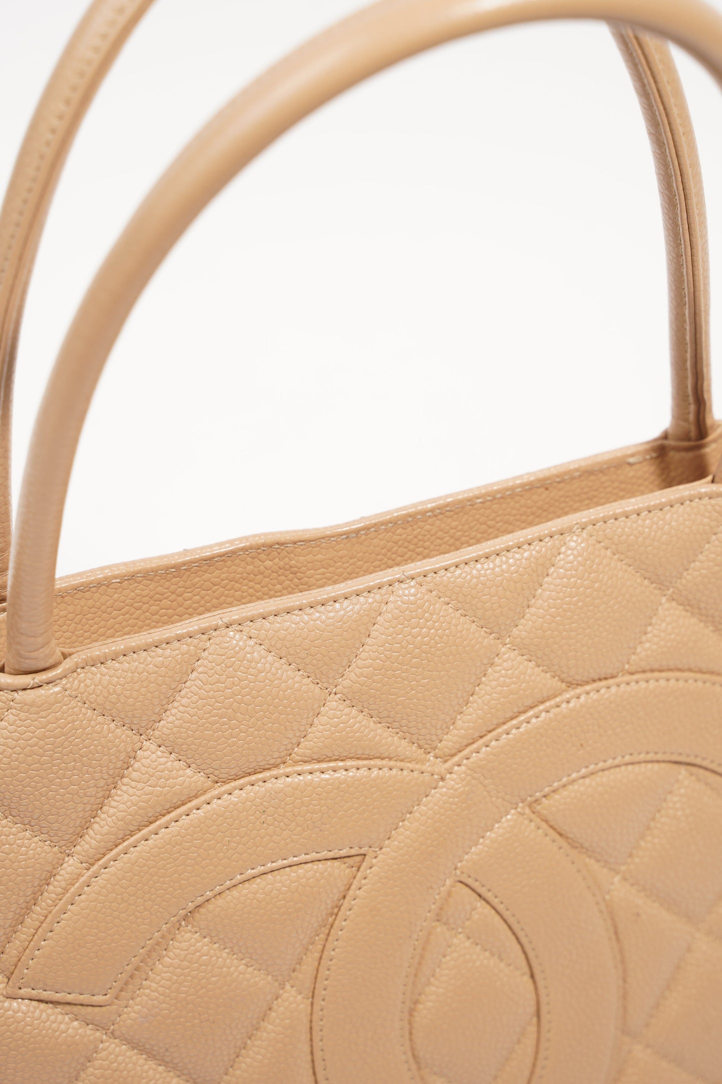 Chanel Womens Medallion Tote Beige