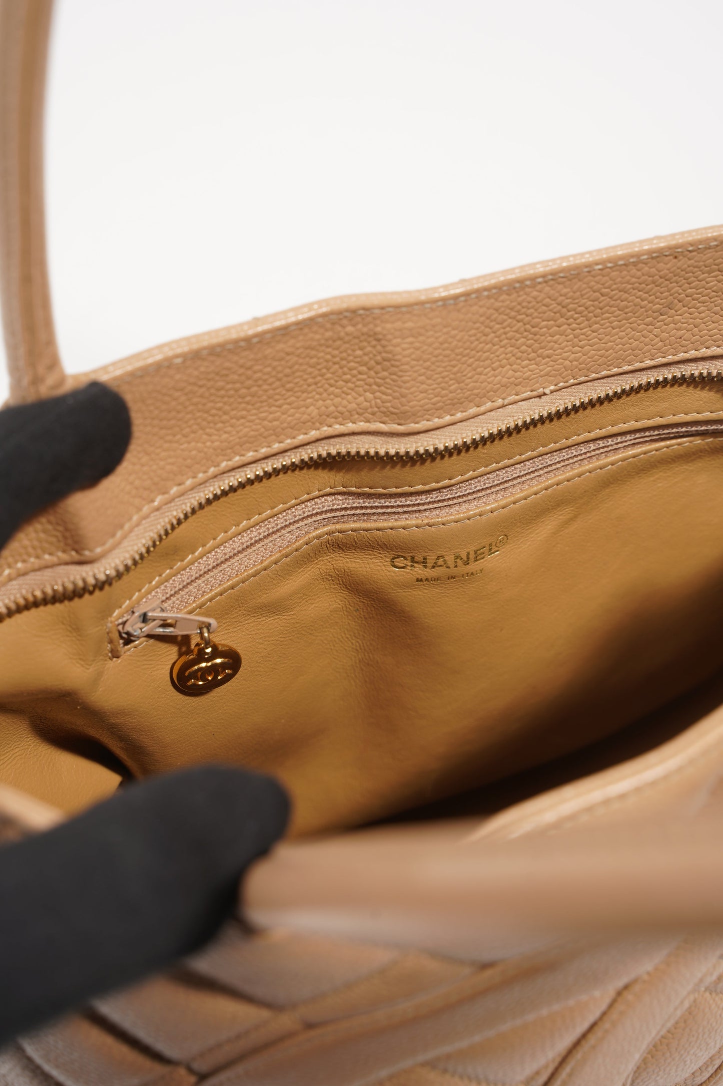 Chanel Womens Medallion Tote Beige