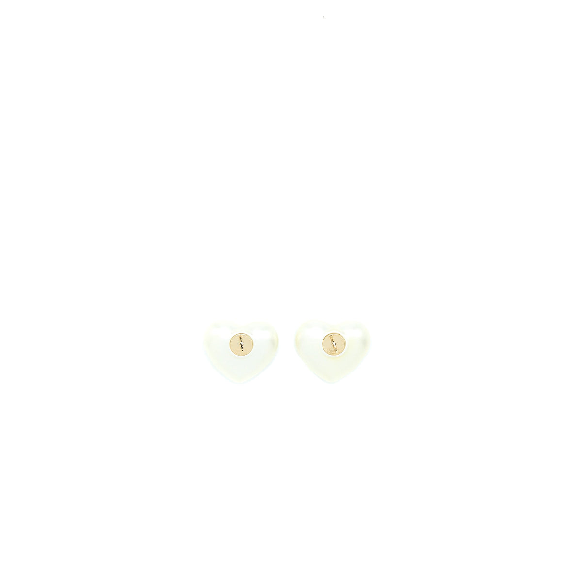Chanel Heart With CC Logo Earrings Light Gold Tone