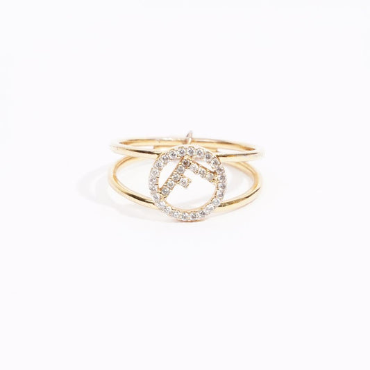 Fendi Womens F Signature Ring Brass 59