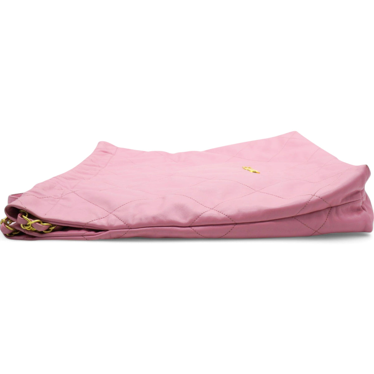Chanel Shiny Quilted Chanel 22 Drawstring Bag Pink Large