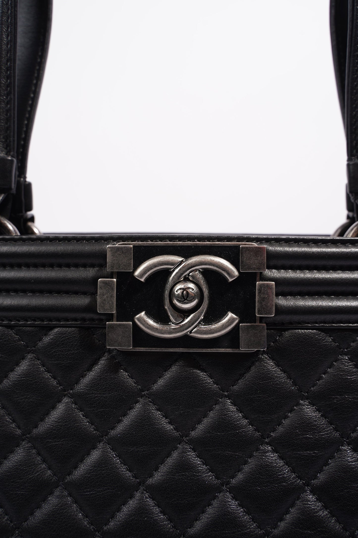 Chanel Womens Lambskin Leather Boy Shopping Tote Black