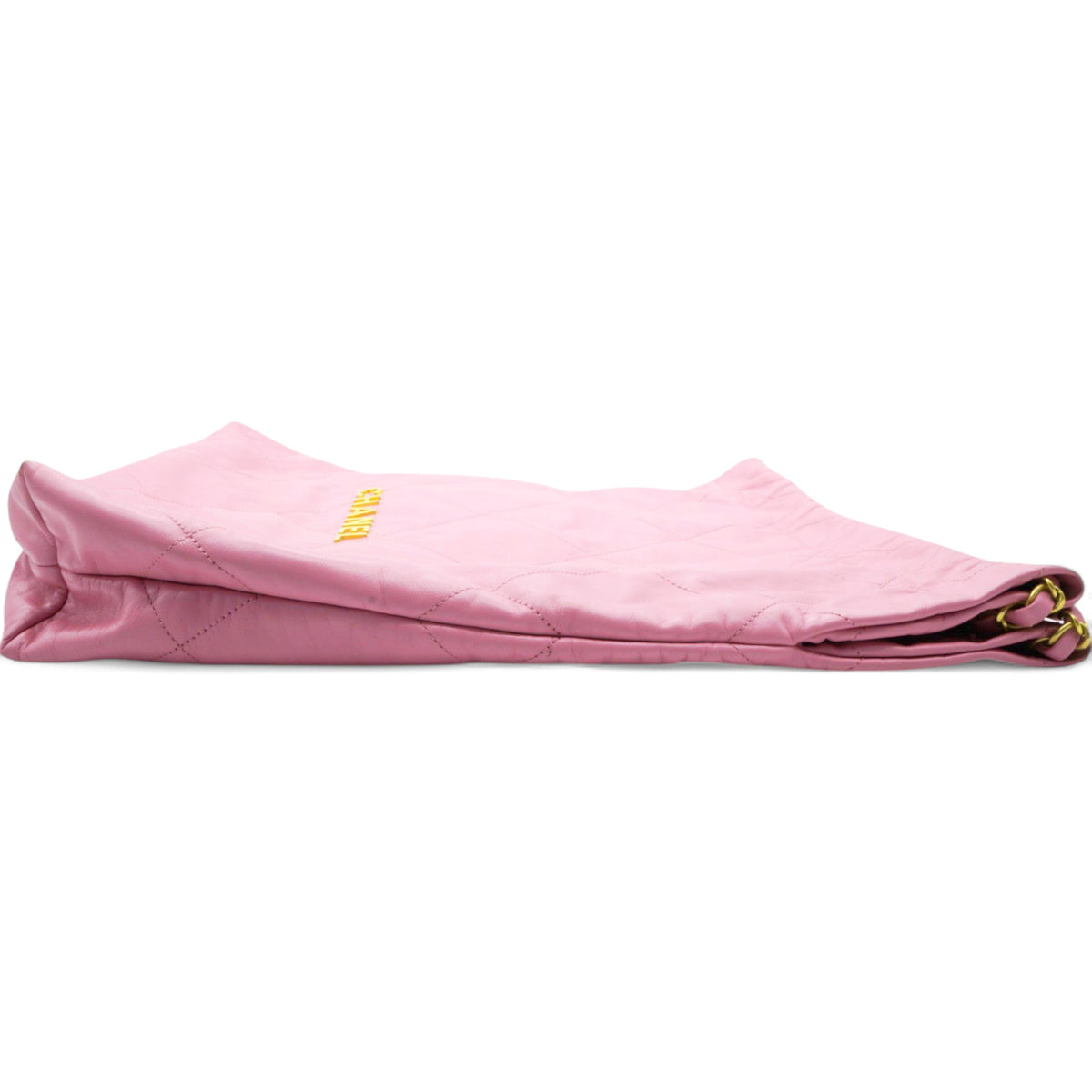 Chanel Shiny Quilted Chanel 22 Drawstring Bag Pink Large