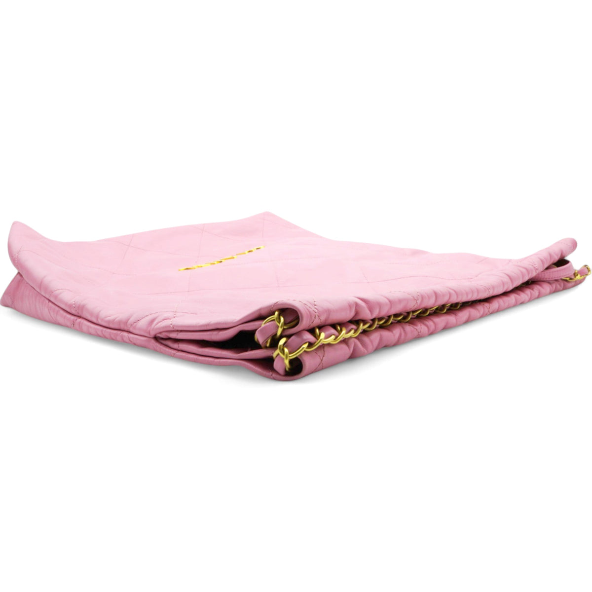 Chanel Shiny Quilted Chanel 22 Drawstring Bag Pink Large