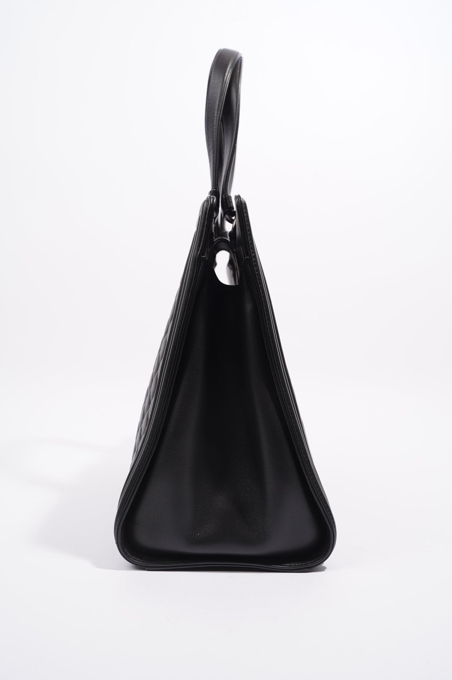 Chanel Womens Lambskin Leather Boy Shopping Tote Black