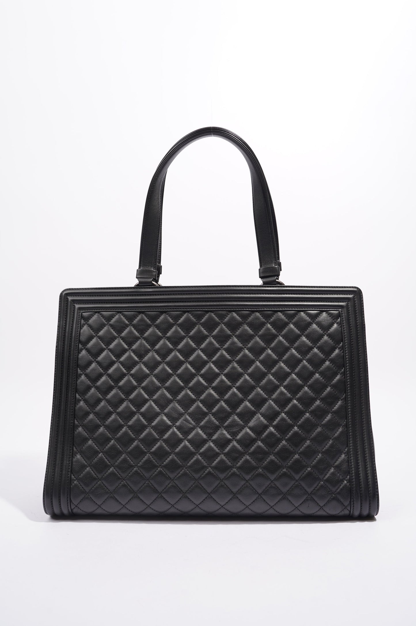 Chanel Womens Lambskin Leather Boy Shopping Tote Black