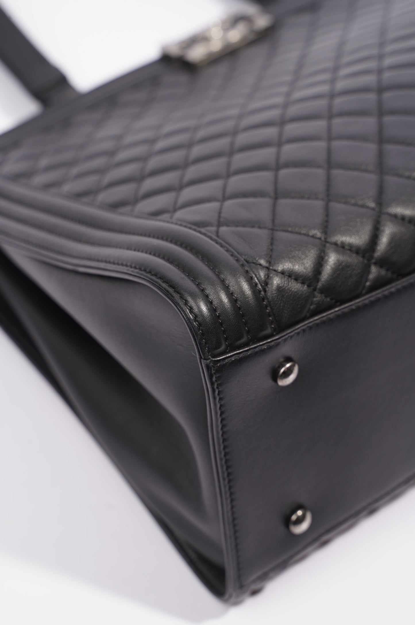 Chanel Womens Lambskin Leather Boy Shopping Tote Black