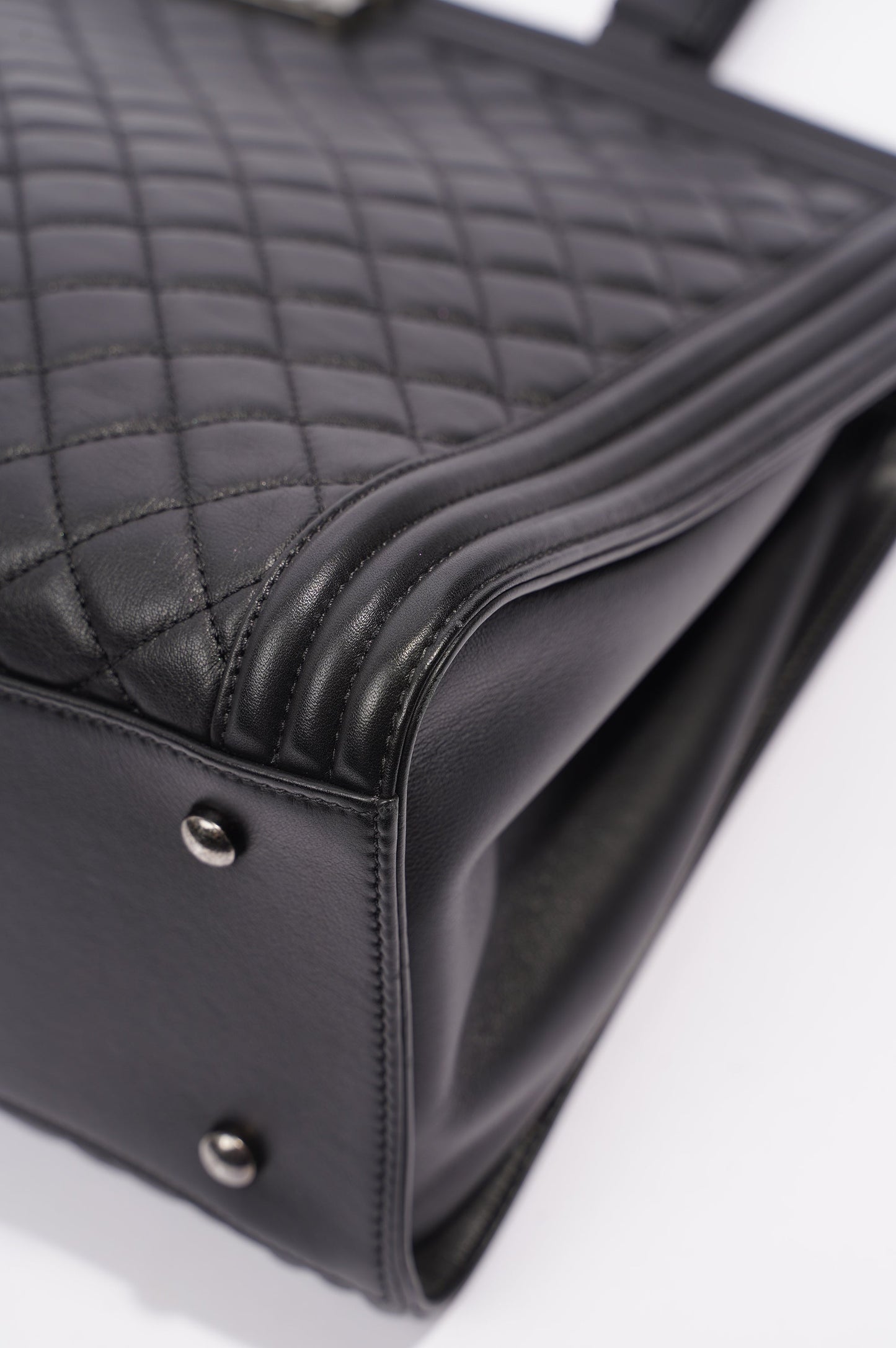 Chanel Womens Lambskin Leather Boy Shopping Tote Black