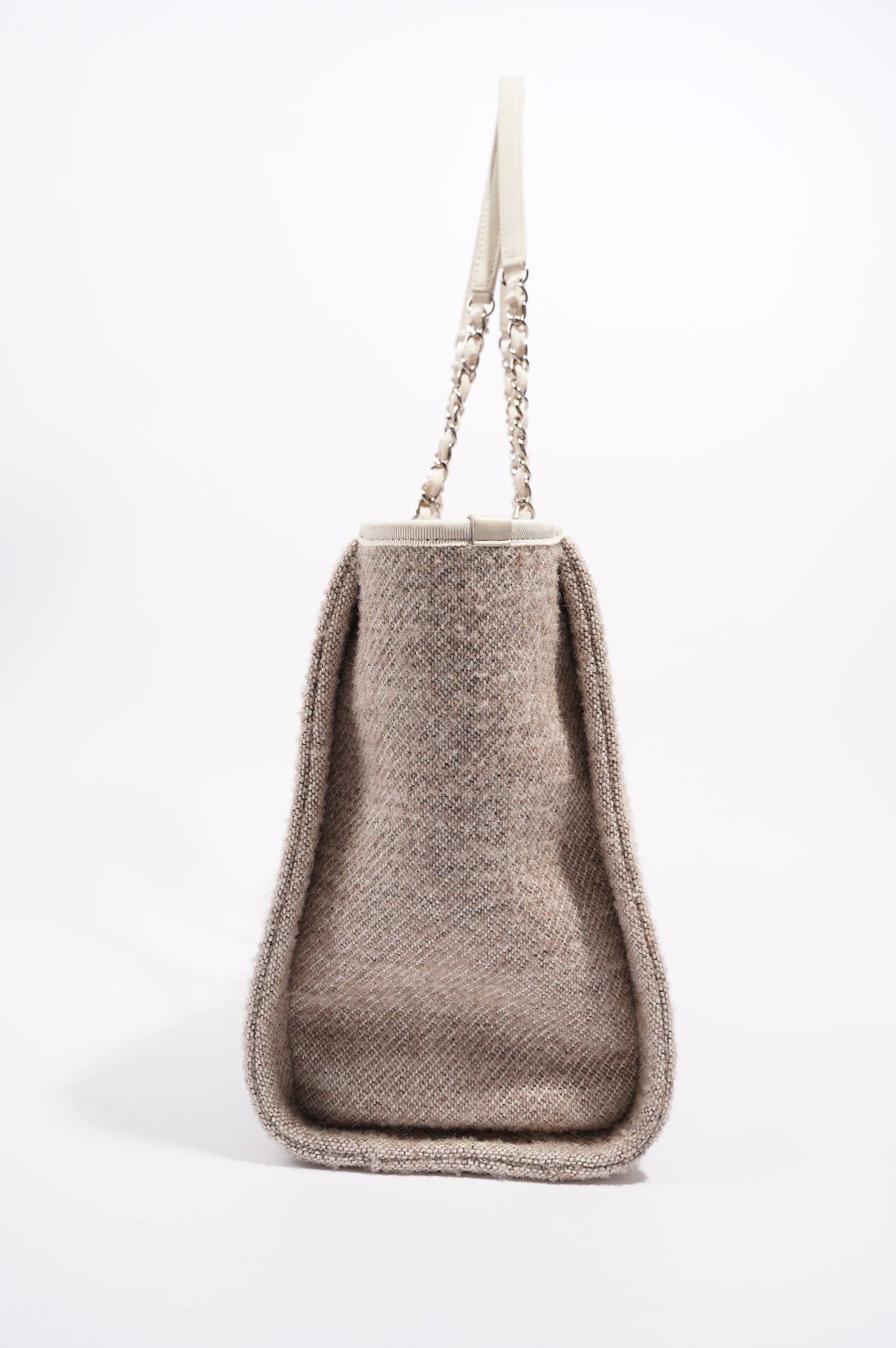 Chanel Womens Deauville Bag Wool   Cream   Beige Small