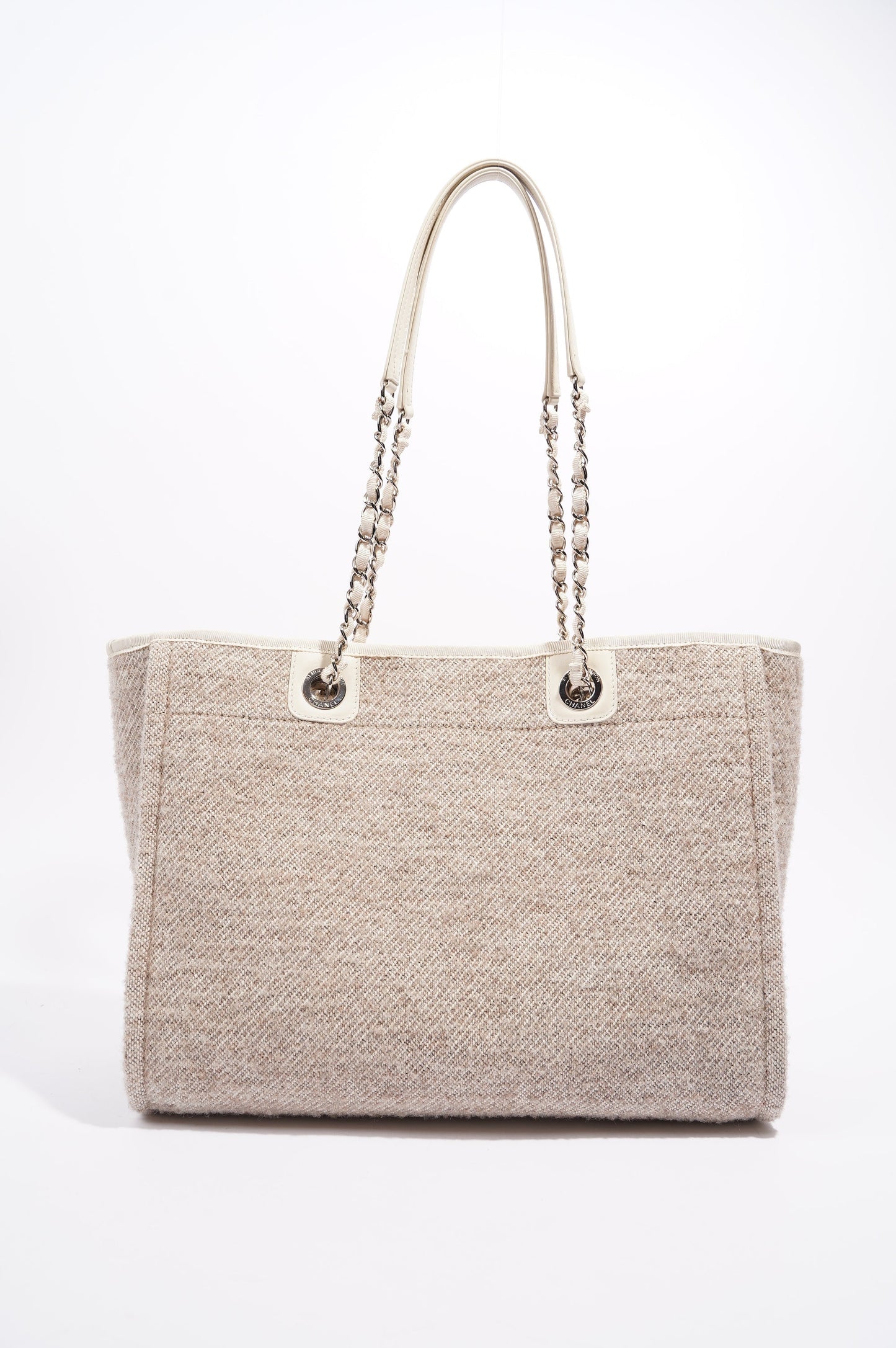 Chanel Womens Deauville Bag Wool   Cream   Beige Small