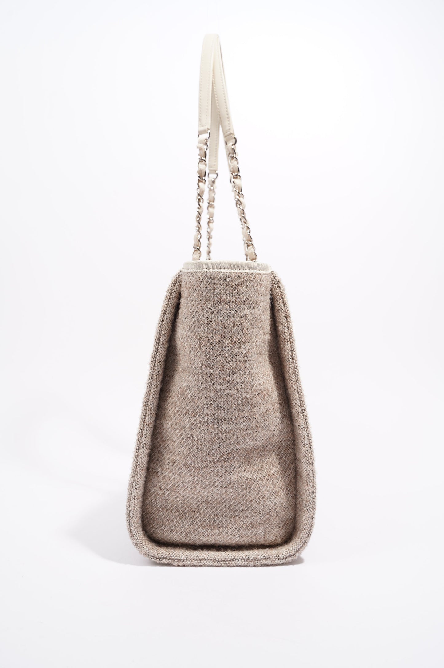 Chanel Womens Deauville Bag Wool   Cream   Beige Small