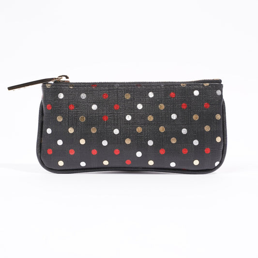 Fendi Womens Polka Dot Purse Black Leather