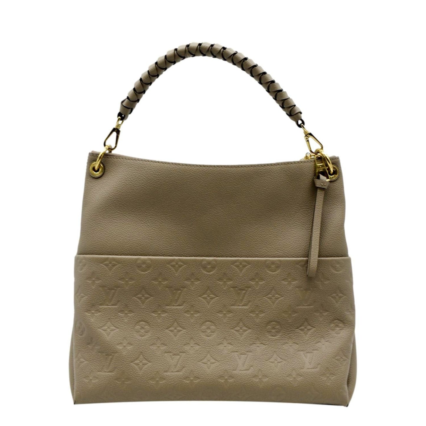LOUIS VUITTON Maida Monogram Empreinte Leather Hobo Shoulder Bag Tourterelle