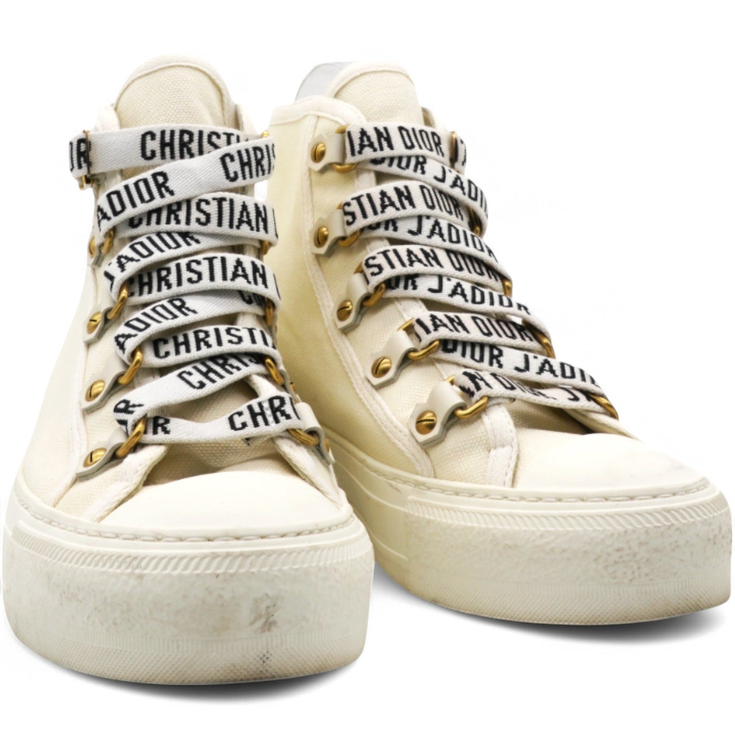 Dior Technical Mesh Calfskin Womens Walk'N'Dior High Top Sneaker Milk Size35.5