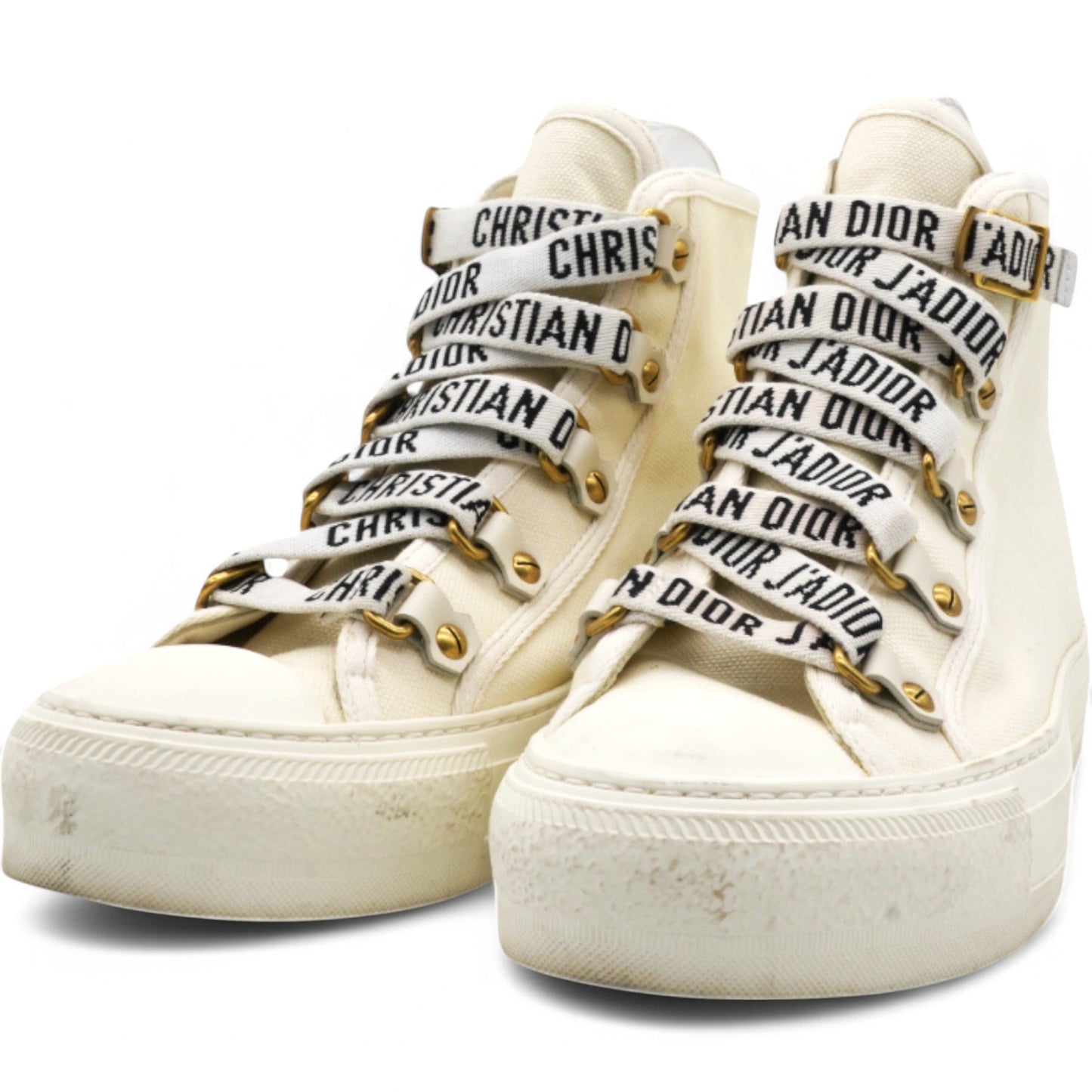 Dior Technical Mesh Calfskin Womens Walk'N'Dior High Top Sneaker Milk Size35.5