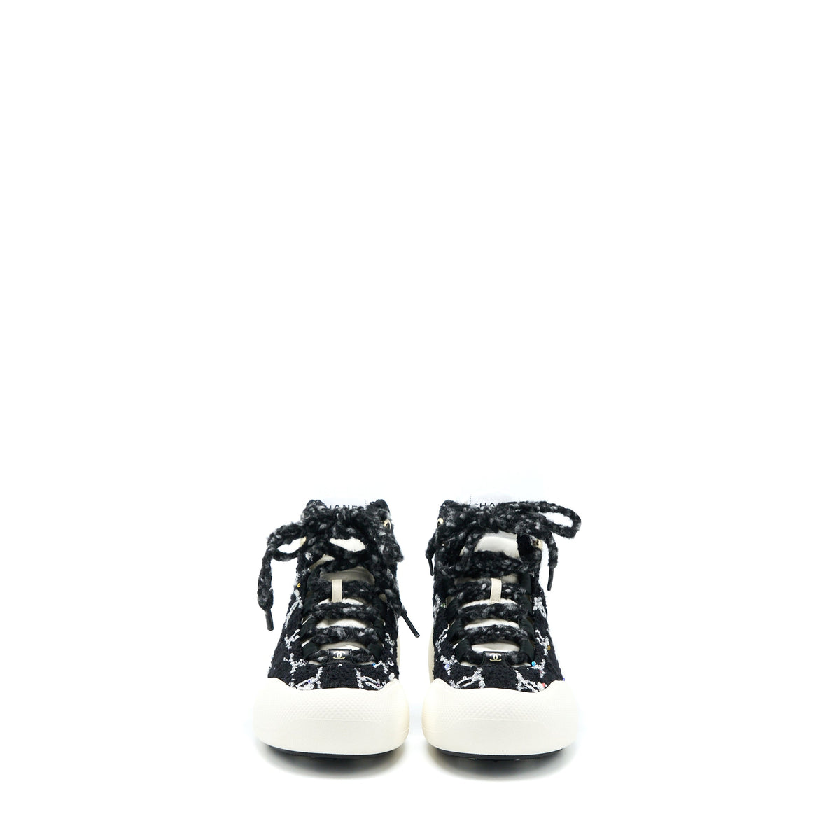Chanel Size 36.5 Winter Sneakers Fabric Black/White