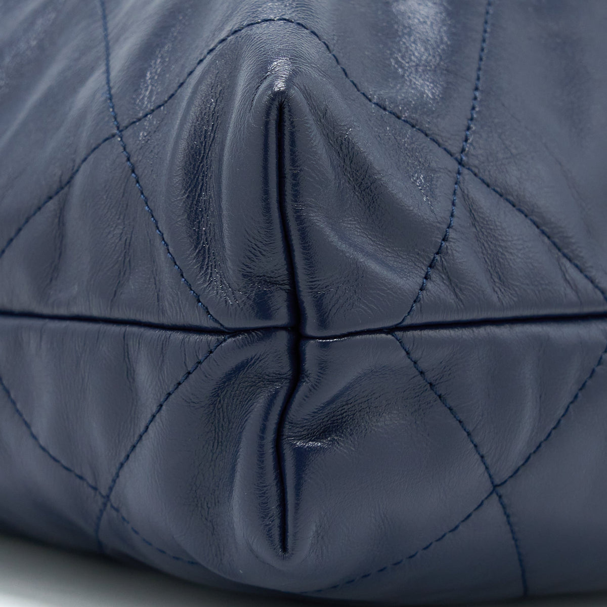 Chanel Small 22 Bag Shiny Calfskin Navy GHW (Microchip)