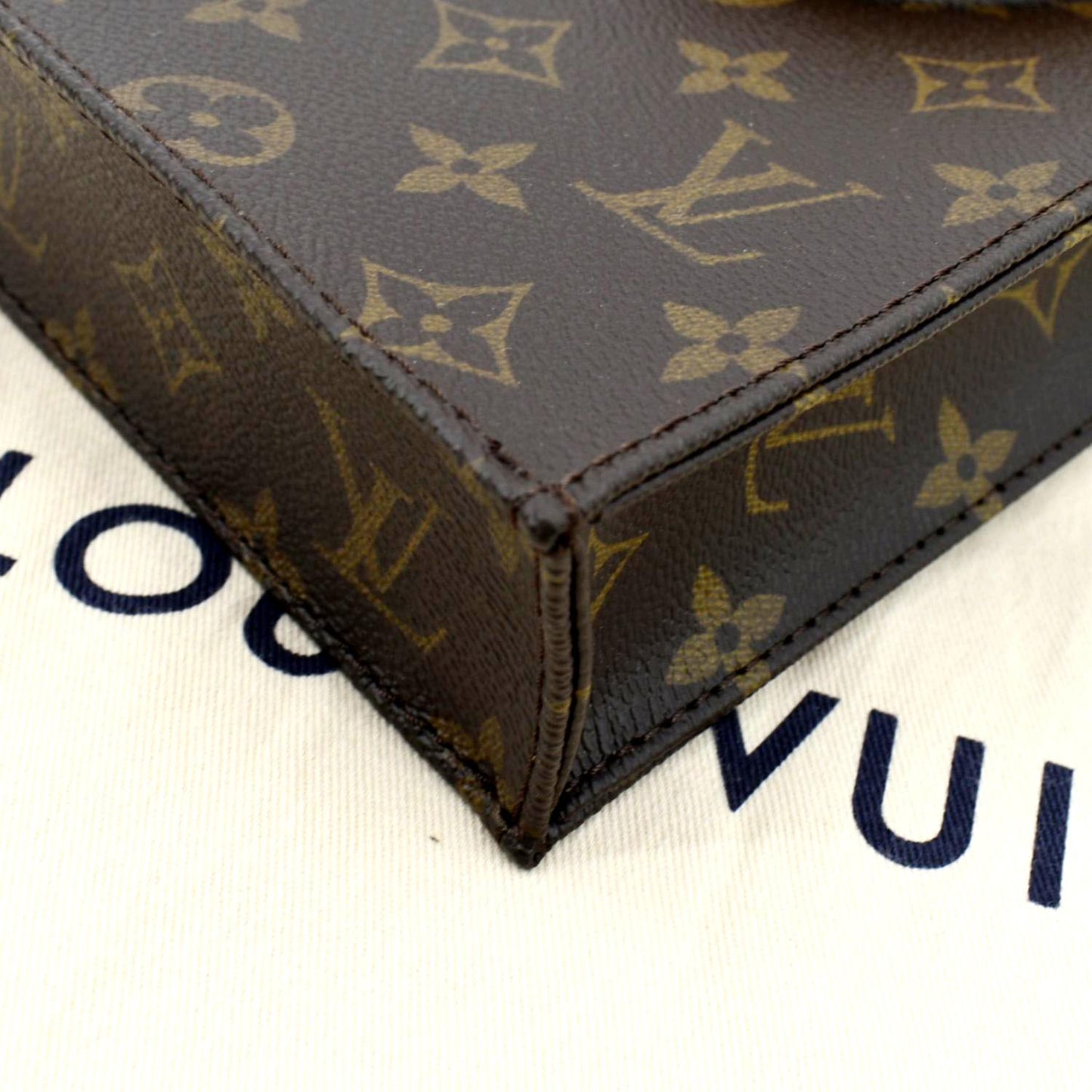 LOUIS VUITTON Petit Sac Plat Monogram Canvas Shoulder Bag Brown